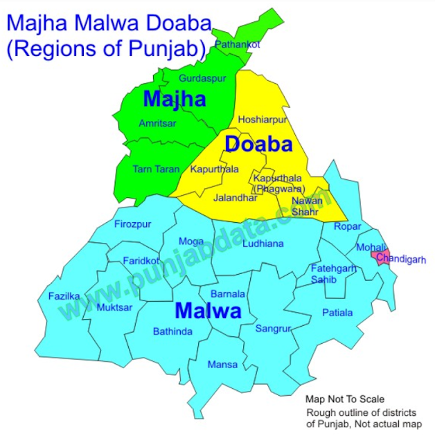 Majha Malwa Doaba map